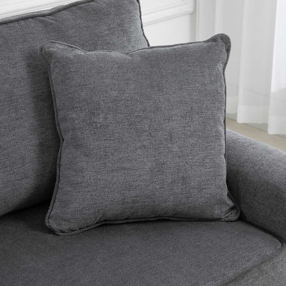 HOMCOM 3 Seater Fabric Sofa with Rubber Wood Legs - Grey