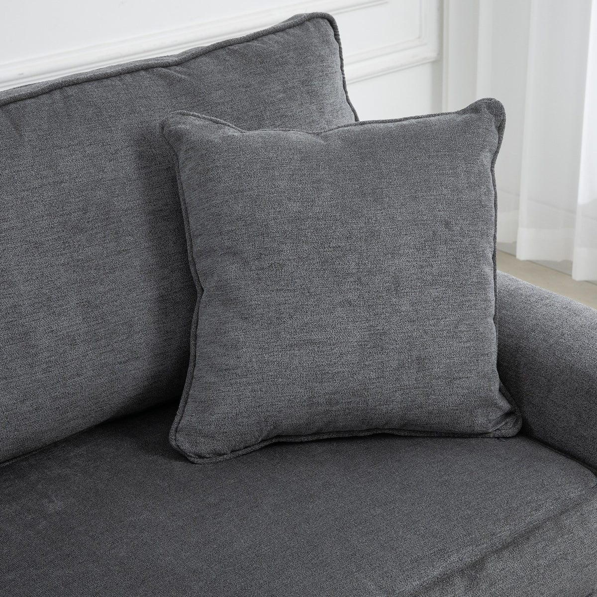 HOMCOM 3 Seater Fabric Sofa with Rubber Wood Legs - Grey